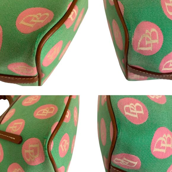 Dooney & Bourke Green and Pink Logo Polkadot Canvas Shoulder Bag - Picture 13 of 13